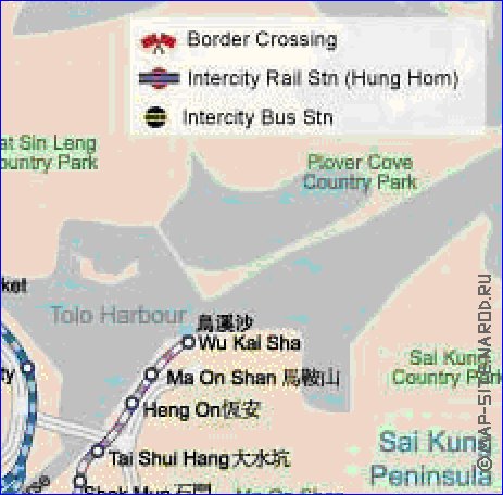 Transporte mapa de Hong Kong