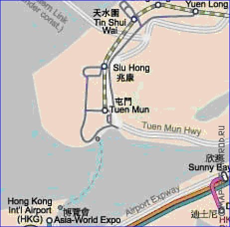 Transporte mapa de Hong Kong