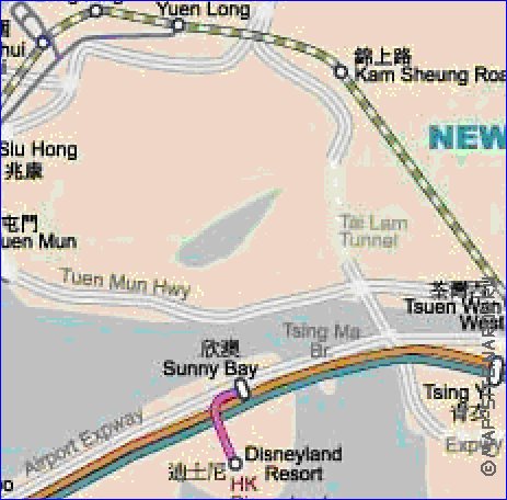 Transporte mapa de Hong Kong