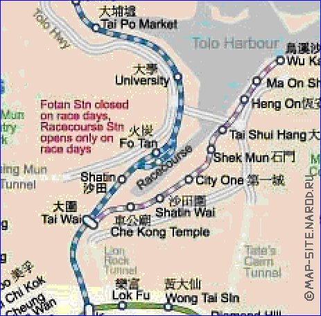 Transporte mapa de Hong Kong