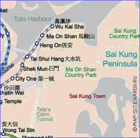 Transporte mapa de Hong Kong