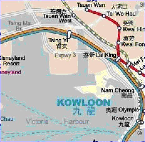 Transporte mapa de Hong Kong