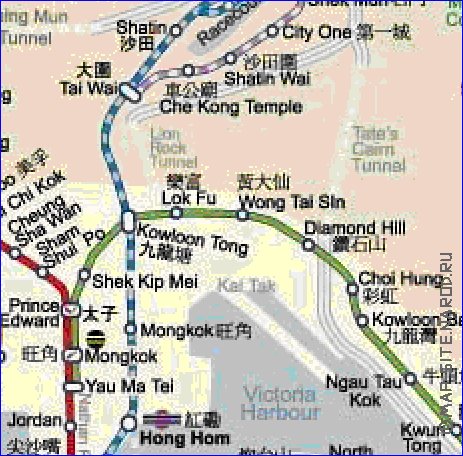 Transporte mapa de Hong Kong