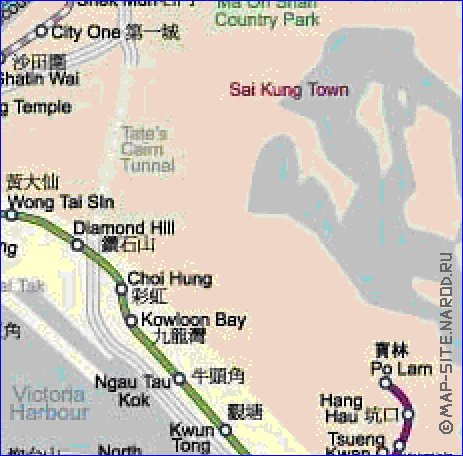 Transporte mapa de Hong Kong