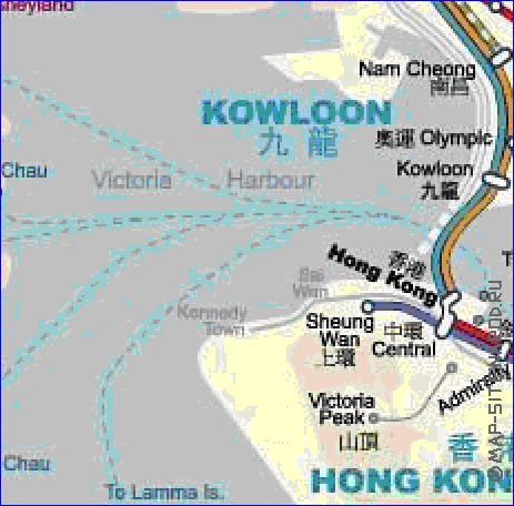 Transporte mapa de Hong Kong