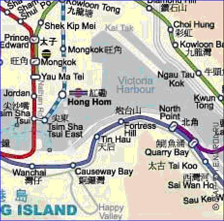 Transporte mapa de Hong Kong