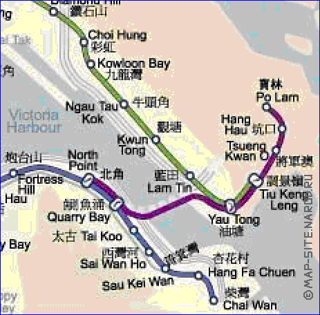 Transporte mapa de Hong Kong