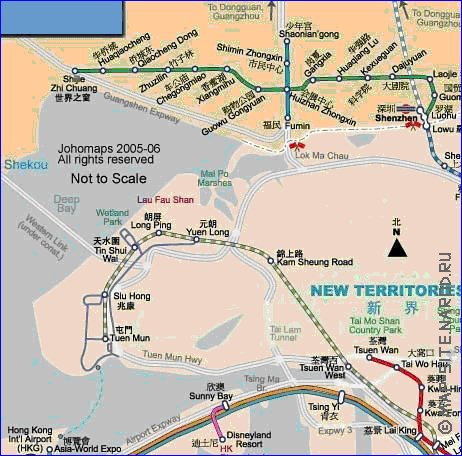 Transporte mapa de Hong Kong