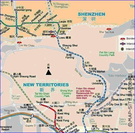 Transporte mapa de Hong Kong