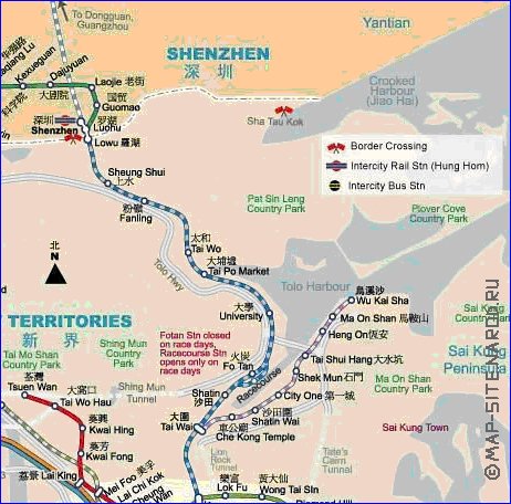 Transporte mapa de Hong Kong