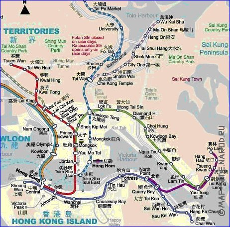 Transporte mapa de Hong Kong