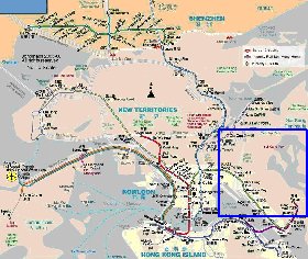 Transporte mapa de Hong Kong