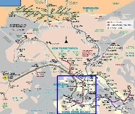 Transporte mapa de Hong Kong