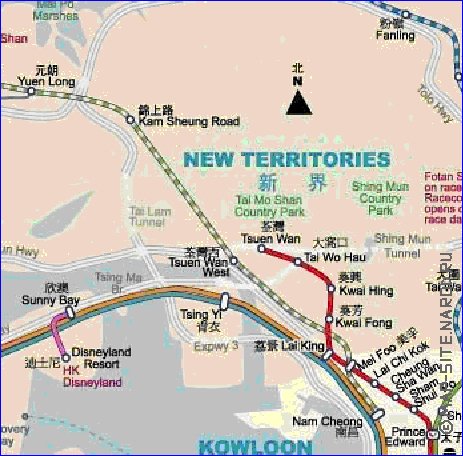 Transporte mapa de Hong Kong