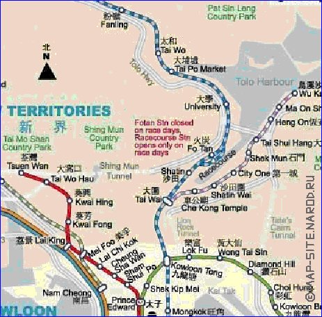 Transporte mapa de Hong Kong