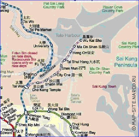 Transporte mapa de Hong Kong