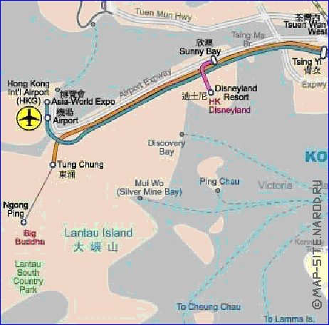 Transporte mapa de Hong Kong