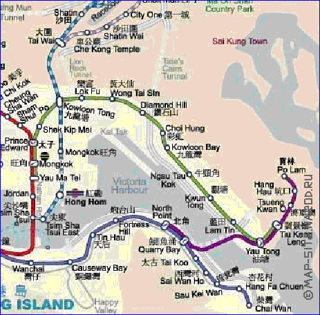 Transporte mapa de Hong Kong