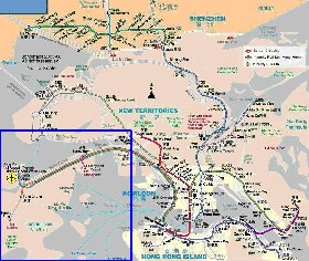 Transporte mapa de Hong Kong