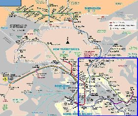 Transporte mapa de Hong Kong