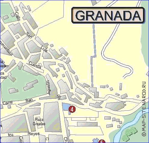 mapa de Granada em espanhol