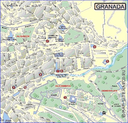 mapa de Granada em espanhol