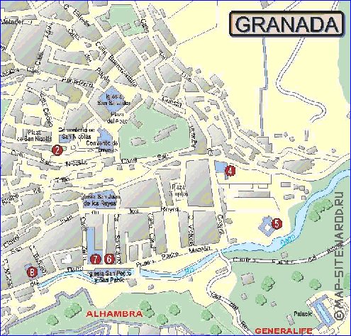 mapa de Granada em espanhol