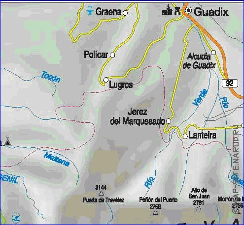 mapa de  provincia Provincia de Granada