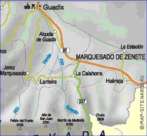 mapa de  provincia Provincia de Granada