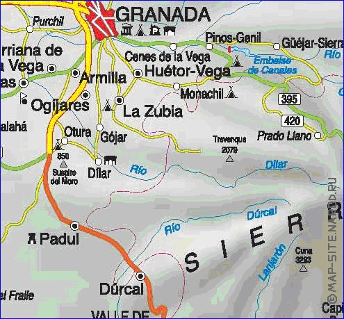 mapa de  provincia Provincia de Granada