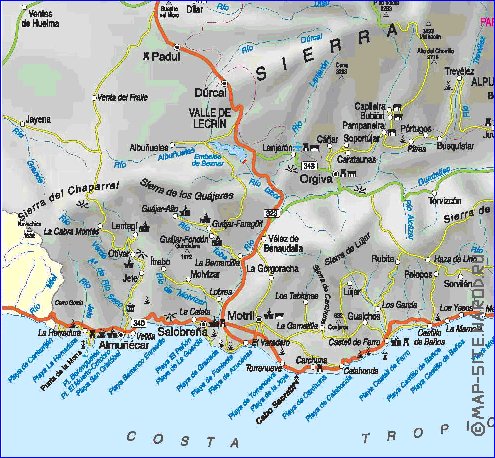 mapa de  provincia Provincia de Granada