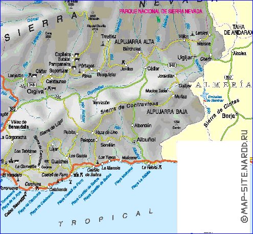 carte de  la province Province de Grenade