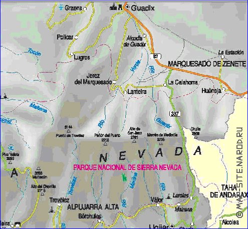 mapa de  provincia Provincia de Granada