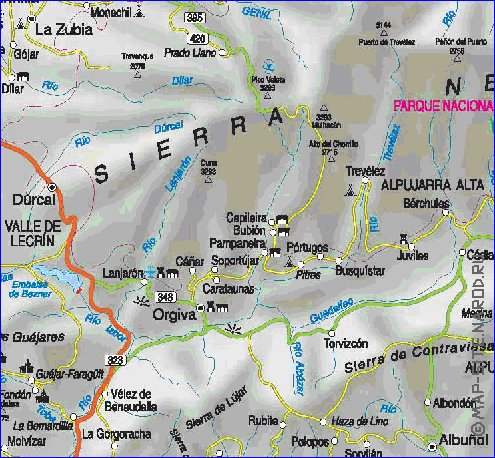 mapa de  provincia Provincia de Granada