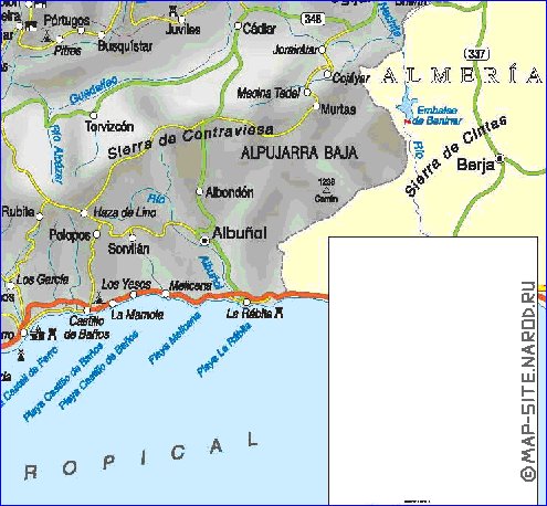 carte de  la province Province de Grenade