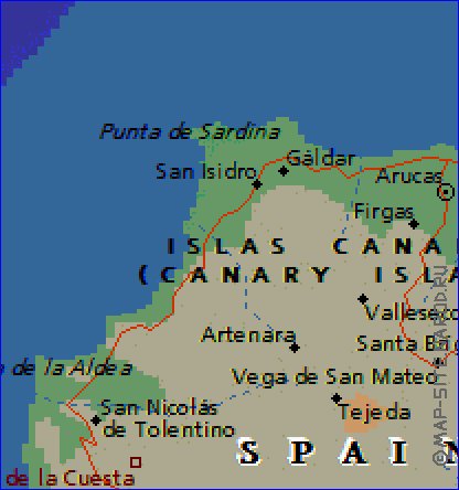 mapa de Gran Canaria em ingles