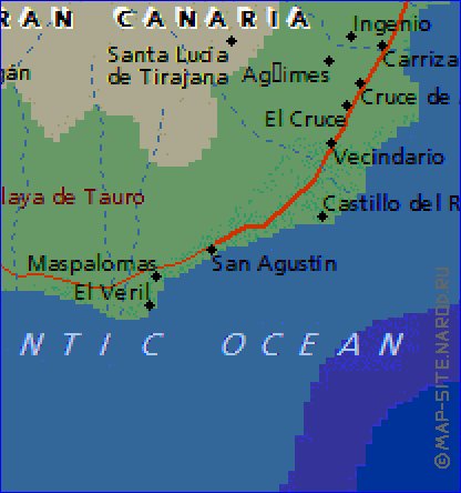 mapa de Gran Canaria em ingles