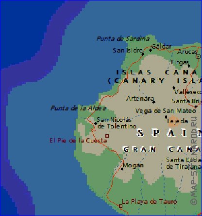 carte de Grande Canarie en anglais