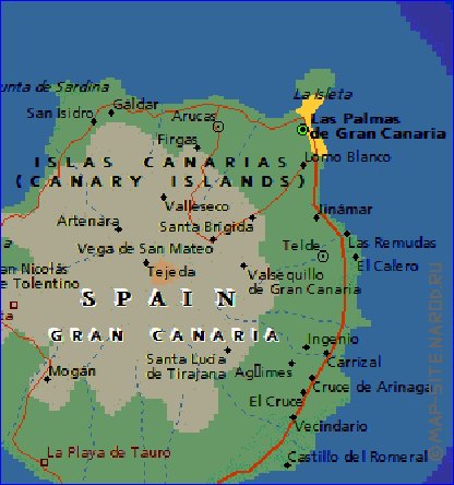 mapa de Gran Canaria em ingles