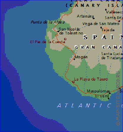 carte de Grande Canarie en anglais