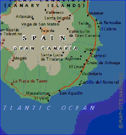 carte de Grande Canarie en anglais