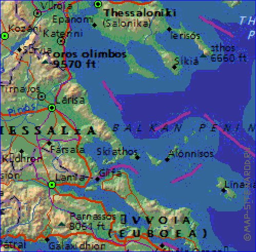 Administrativa mapa de Grecia em ingles