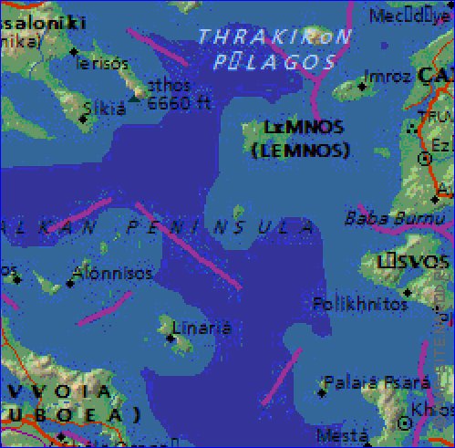 Administrativa mapa de Grecia em ingles