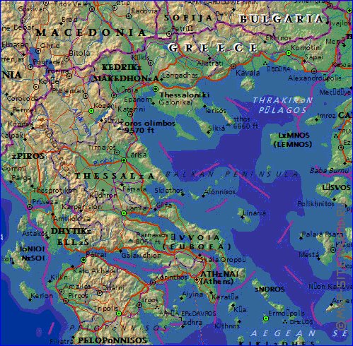 Administrativa mapa de Grecia em ingles