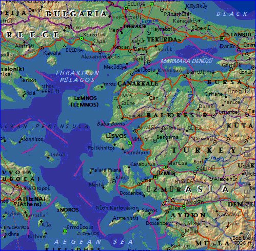 Administrativa mapa de Grecia em ingles