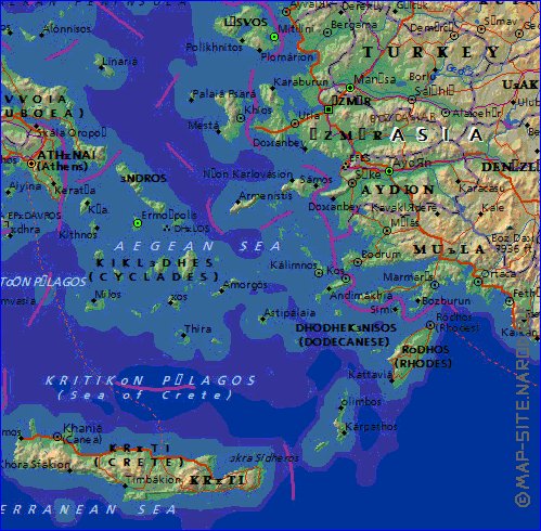 Administrativa mapa de Grecia em ingles