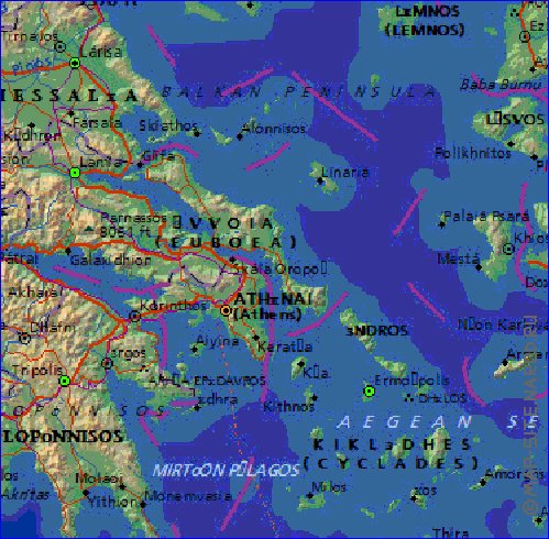 Administrativa mapa de Grecia em ingles