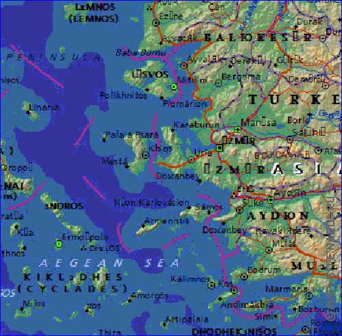 Administrativa mapa de Grecia em ingles