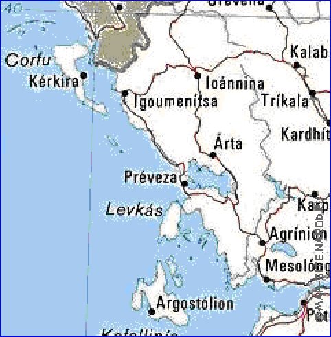 mapa de Grecia em ingles