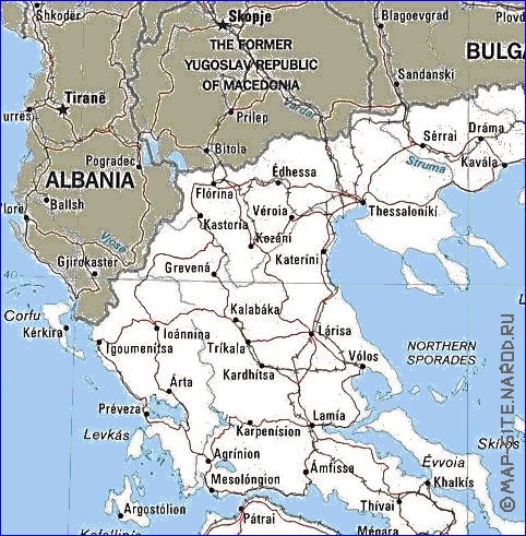 mapa de Grecia em ingles